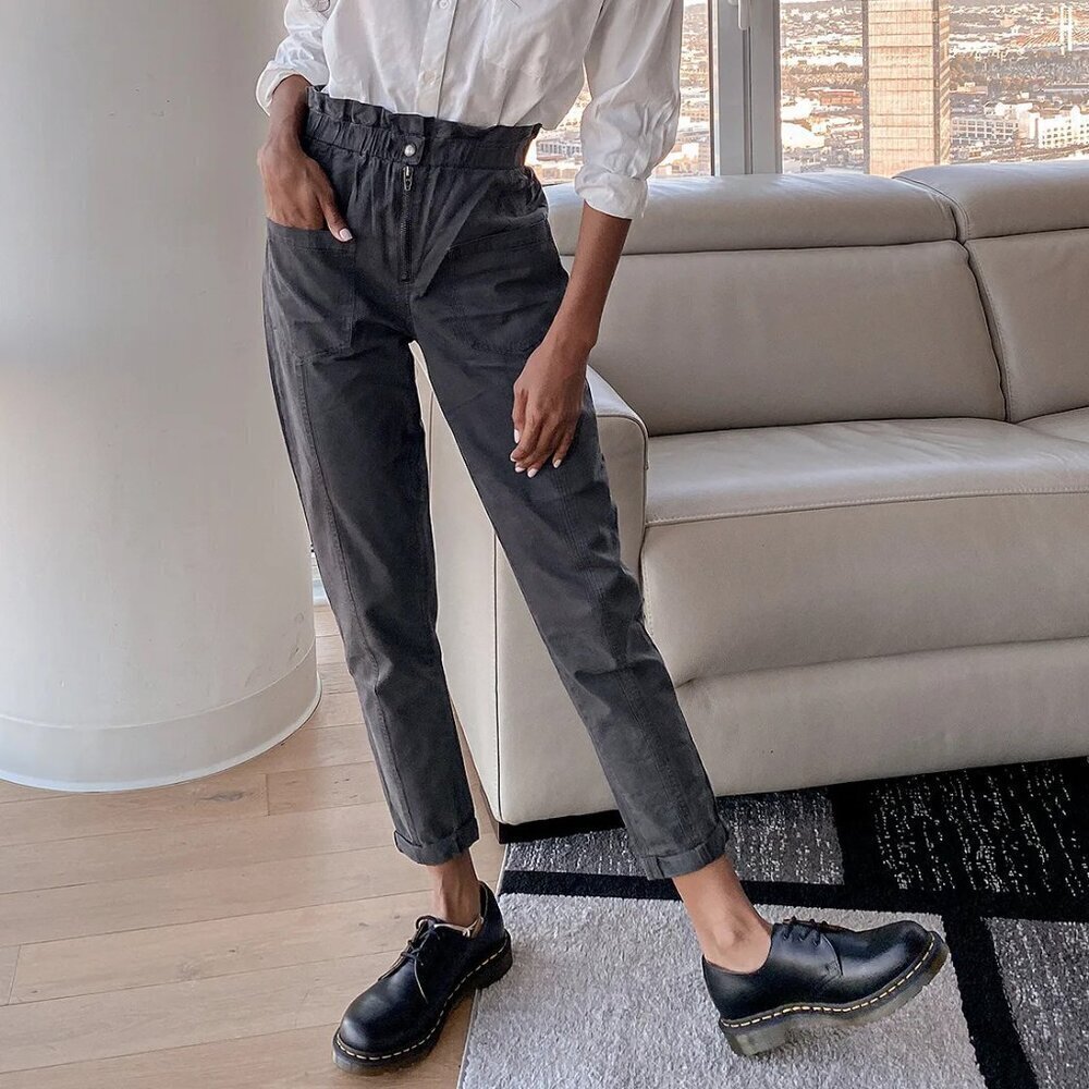 Blank NYC Down to Earth Paper-bag Waist Jogger Style Pants Charcoal Grey Size 28